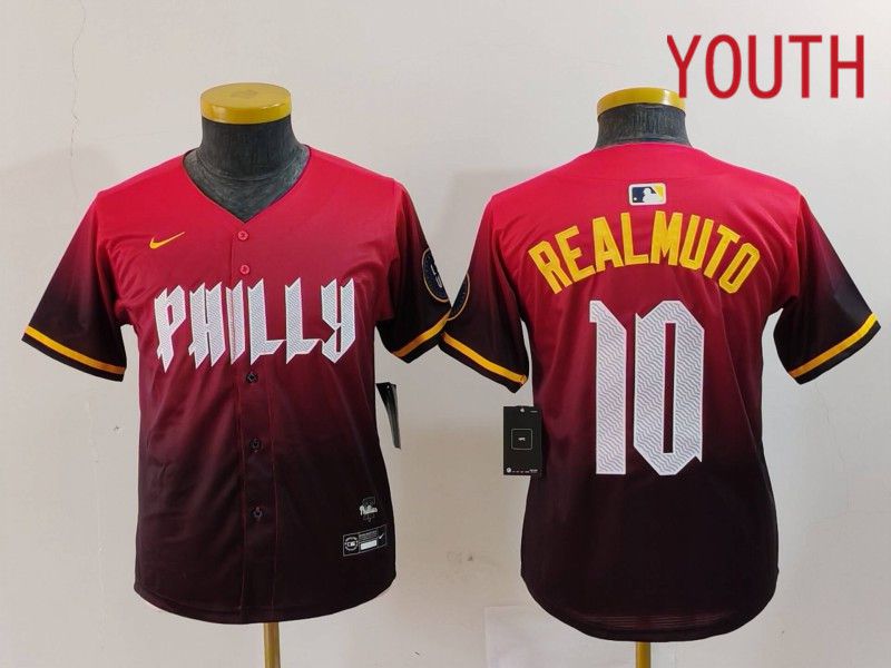 Youth Philadelphia Phillies 10 Realmuto Red City Edition 2024 Nike MLB Jersey style 1